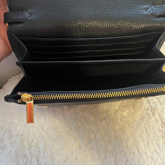 Tory Burch Black Leather Crossbody Bag | Removable Gold Chain and Leather Strap - Picture 6 of 7